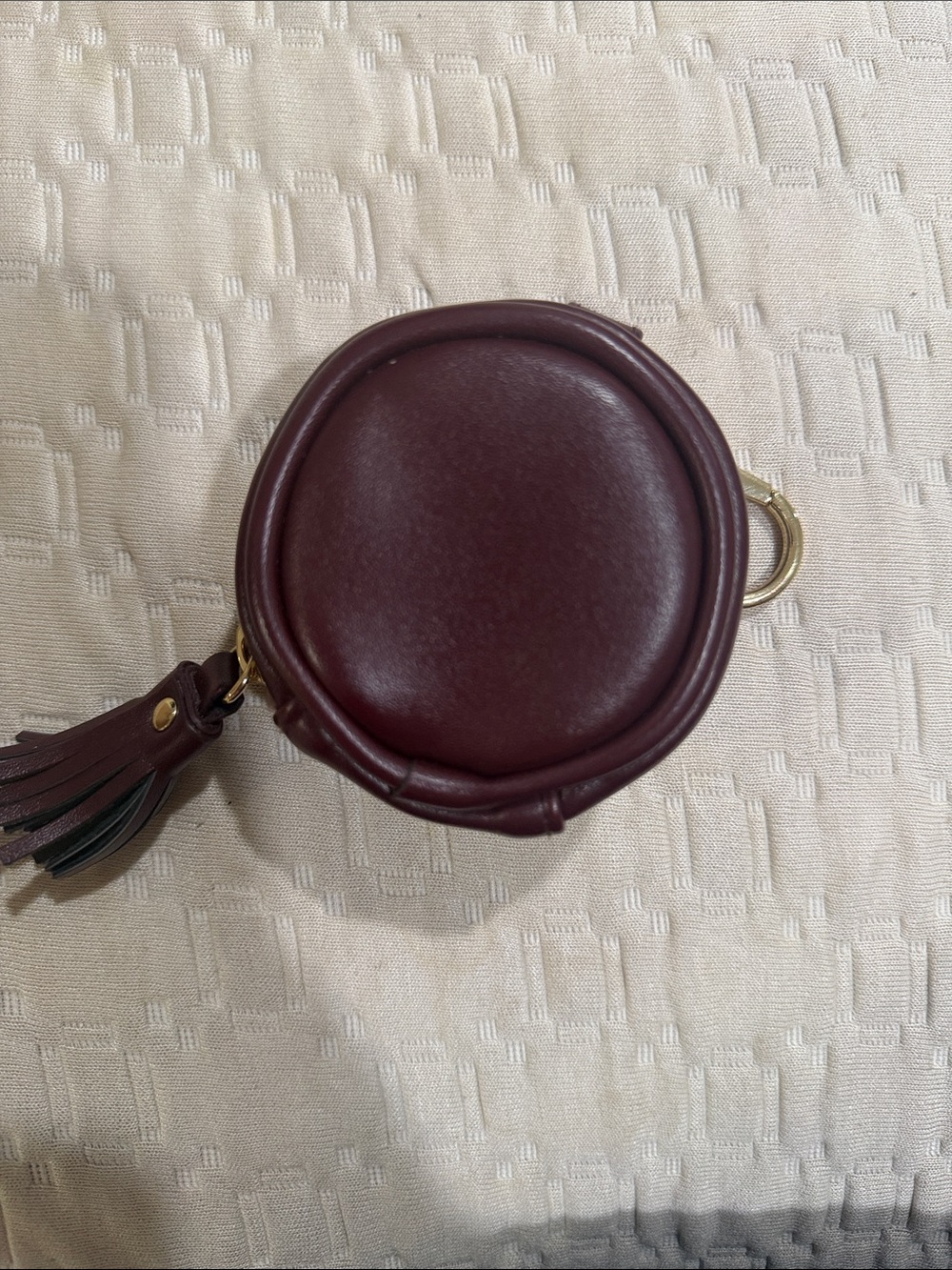 Itzy Ritzy Round Burgundy Leather Paci Holder